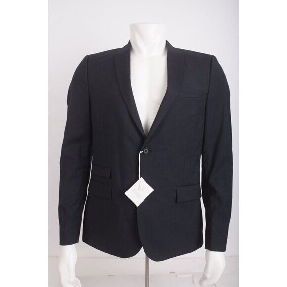 The Kooples Men Suit Jacket Blazer Sport Coat Sz 50 US 40 Navy Blue Striped Wool - Picture 1 of 6